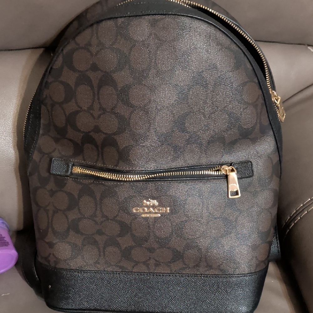 Coach Signature Brown and Black Backpack